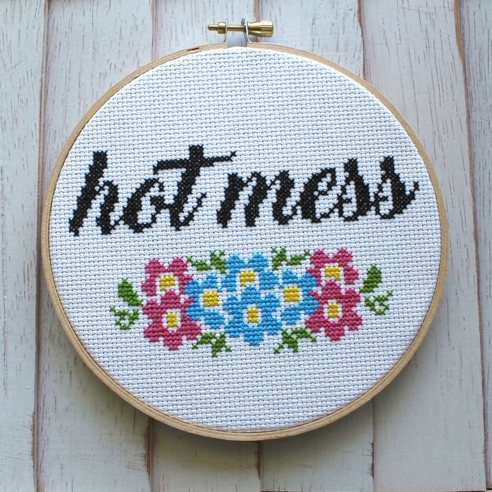 
            
                Load image into Gallery viewer, &amp;quot;Hot Mess&amp;quot; DIY Cross Stitch Kit
            
        