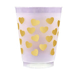 Gold Heart Valentine's Day Reusable Cups - Set of 10 Cups