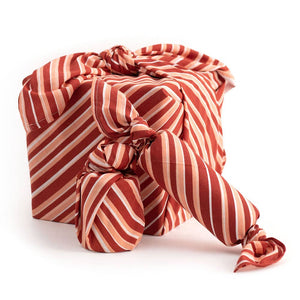 Large 40" x 40" Red Stripe Reusable Fabric Gift Wrap