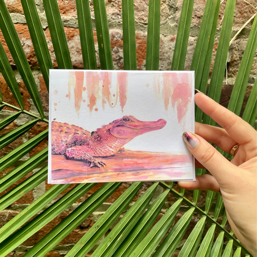 Pink Alligator notecard
