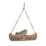 Christmas Fish In Rowboat Wood Ornament