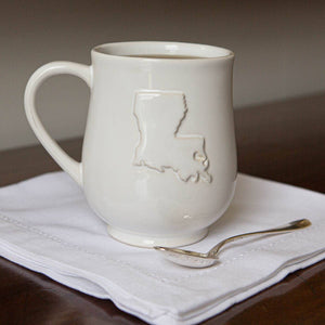 Louisiana Embossed Coffee Mug White