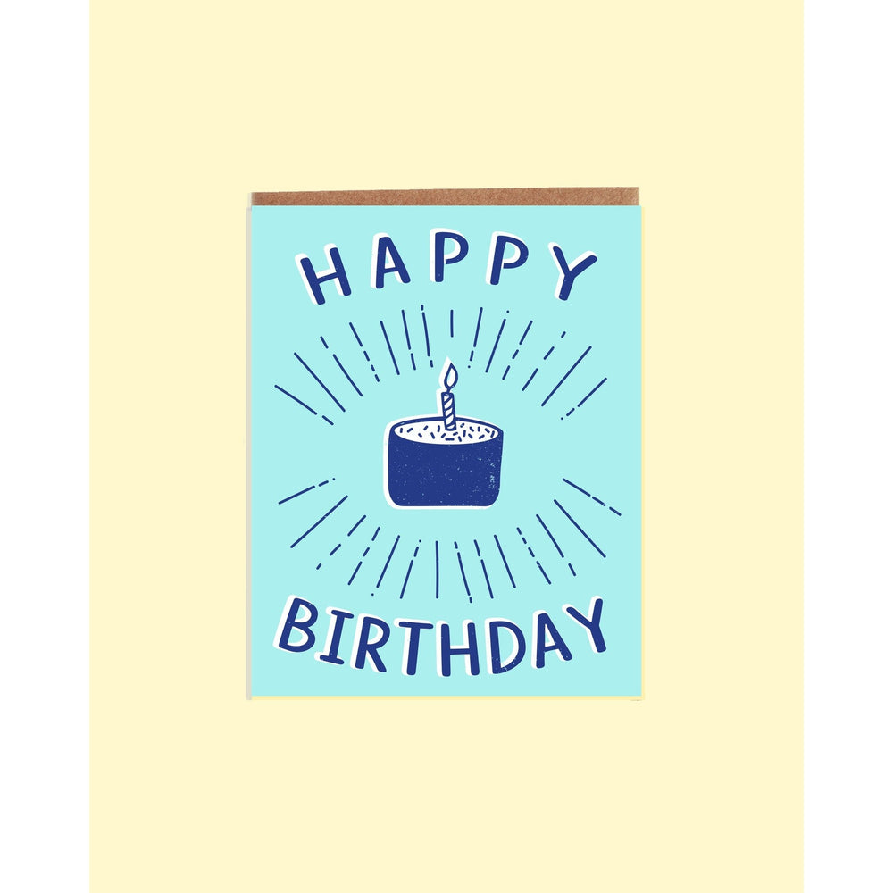 Happy Birthday Blue Cake Card