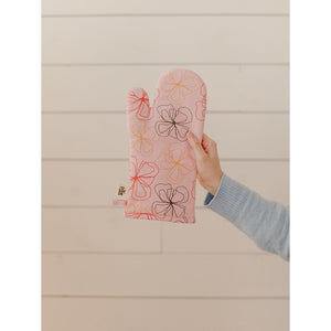Line Floral Oven Mitt
