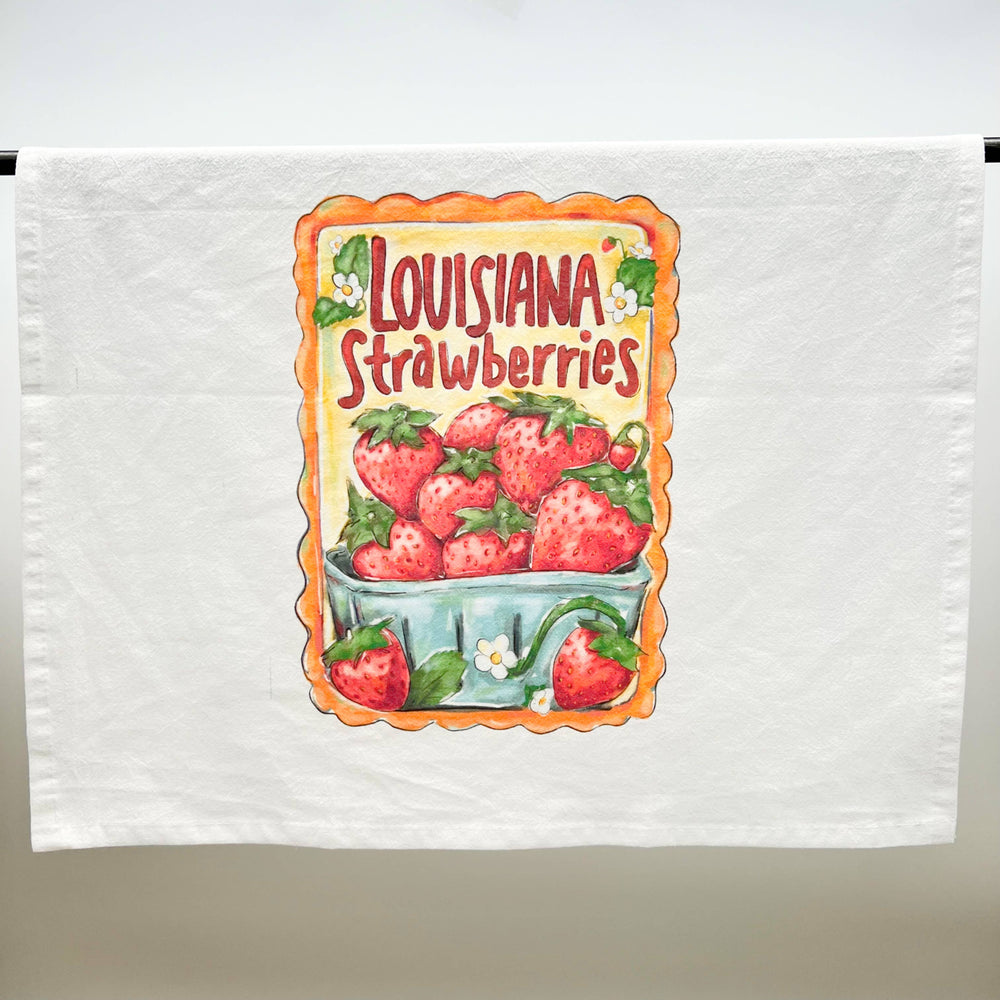 Louisiana Strawberries Tea Towel Springtime Kitchen Dish