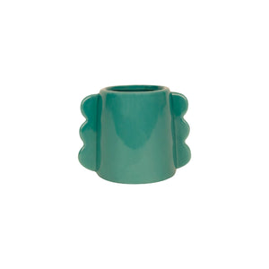 SMALL GREEN SIDE WAVES VASE HF