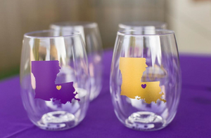 Moneauxs Plastic Govino Louisiana State Wine Glasses