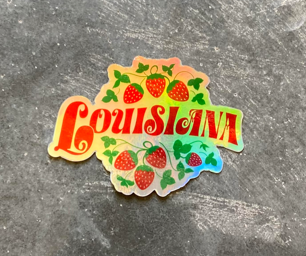 Louisiana Hologram Strawberry Sticker
