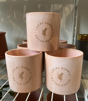 
            
                Load image into Gallery viewer, Local Supply Blush Pink Flower Pot, Engraved Terracotta Planter 5&amp;quot;
            
        