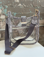 Grey Snakeskin Margeaux Clear Bag