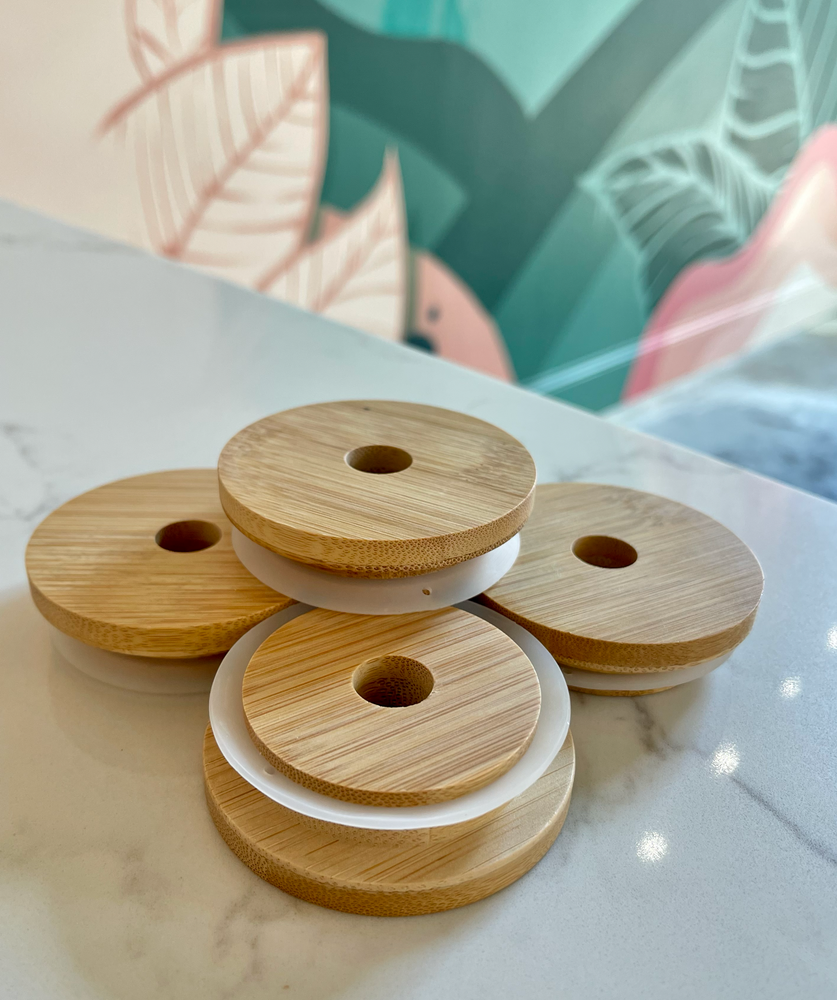 Bamboo Lid for Can Shaped Glass