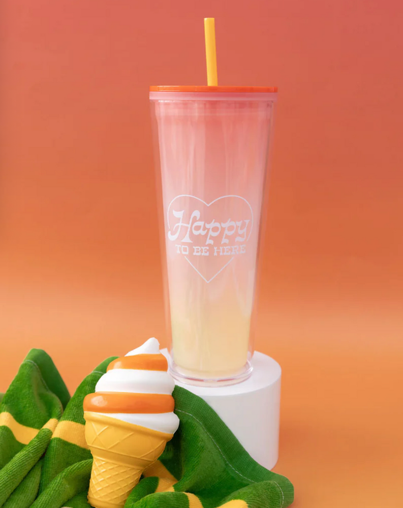 Color Changing Sip Sip Tumbler with Straw Happy To Be Here