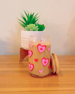 Pink Hearts Beer Can Glass