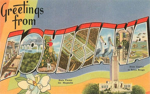 Greetings from Louisiana Postcard - Wavy Print