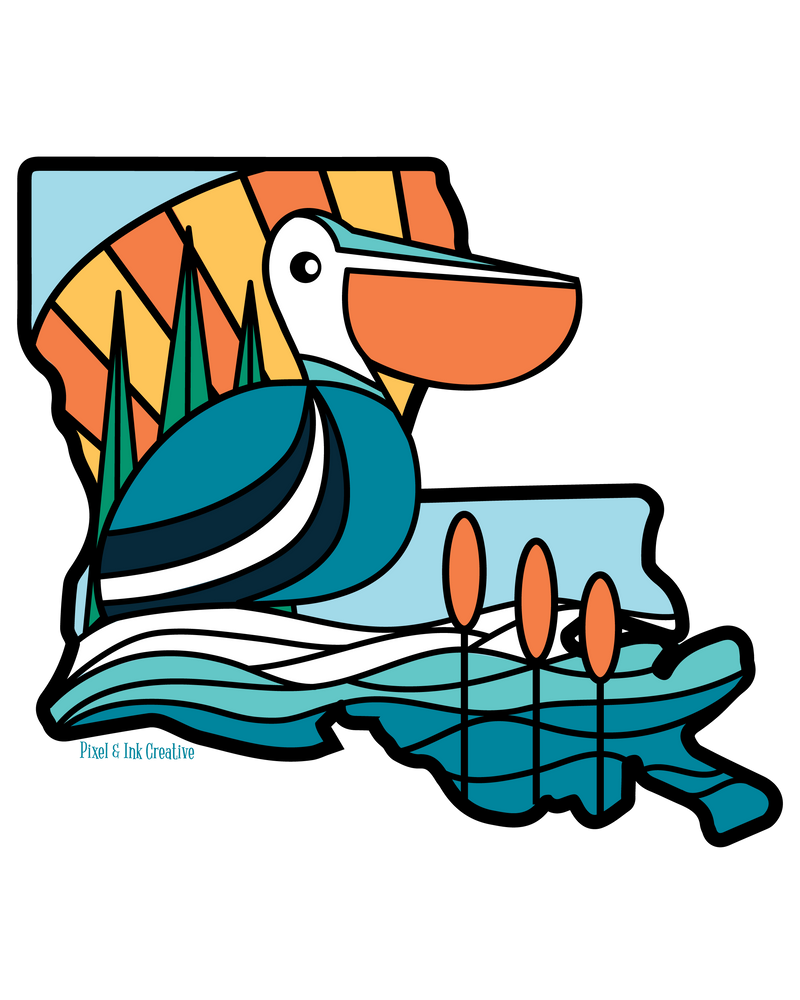 
            
                Load image into Gallery viewer, Louisiana Pelican Blues Art Print
            
        