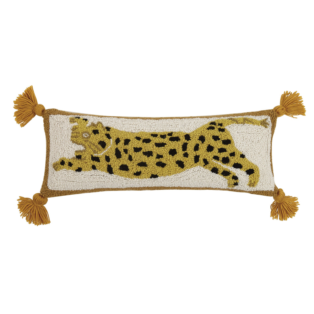 Jaguar with Tassels Hook Pillow